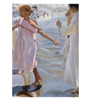 Joaquin Sorolla Y Bastida - Yıkanma Zamanı, Valencia1909 Tablo Ahşap Poster Dekoratif