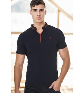 T8571 DEWBERRY FERMUARLI ERKEK T-SHIRT-LACİVERT-2