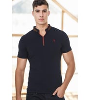 T8571 DEWBERRY FERMUARLI ERKEK T-SHIRT-LACİVERT-2