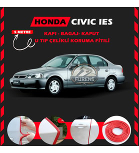 Honda İes Parlak Oto Araç Kapı Koruma Fitili 5metre Parlak Kırmızı Renk