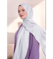 Kadın Zincir Desen Tesettür Blue Jakar Şal Gri