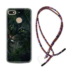 General Mobile GM8 Go GM9 GM20 Pro Plus Kılıf Boyun Asklı Rasta Silikon Flowers Cat 1345