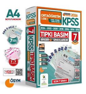 2026 KPSS ORTAÖĞRETİM LİSE ÖSYM Çıkmış Soru Tıpkı Basım 7li Deneme Paketi TG Dijital Çözümlü İnformal