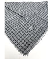 Desenli Flamalı Keten Eşarp- 06112 (Haki-Gri)