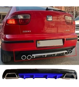 Seat Leon Mk1 Mavi Difüzör Çiftli Kare Egzoz Görünümlü D Tip Difizör