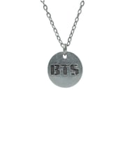 BTS Madalyon Erkek Kadın Kolye Antik Gümüş Kaplama - 60 cm Düz Zincir