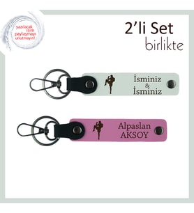Kız Sporcuya Doğum Gününe Özel Hediye, Dövüş Figürlü Ve İsim Yazılabilir Anahtarlık, Beyaz-Pembe