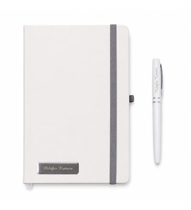 İsme Özel Lastikli Renkli Defter ve Kalem Seti-Renk Seçenekli