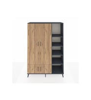 Hyperion Dolap 6 Raflı 4 Kapaklı Tek Askılı 132x44x195 Antrasit-Çam/Antrasit