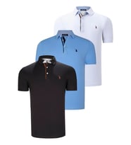 ÜÇLÜ SET T8582 DEWBERRY ERKEK T-SHIRT-SİYAH-BEYAZ-AÇIK MAVİ (Karışık)