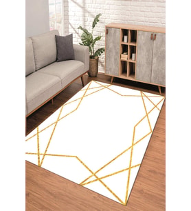 Dijital Kaymaz Taban Yıkanabilir Renkli Salon Halısı Mutfak Halısı Yolluk ND-SD-449 (Gold)