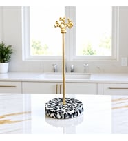 Kağıt Havluluk Rulo Peçetelik Mutfak Aksesuarı Seramik Gri Leopar Desenli Gold Mercan - Feray Home