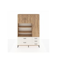 Arges Dolap 9 Raflı 5 Çekmeceli 3 Kapaklı 132x30x195 Çam-Çam/Aytaşı
