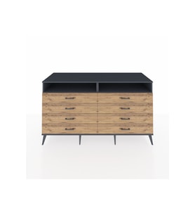 Kronos Konsol 2 Raflı 8 Çekmeceli  176x59x99 Antrasit-Antrasit/Çam
