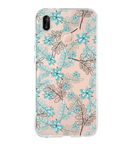 Huawei P20 Lite Uyumlu Kapak Floral Su Yeşili Tasarımlı Şeffaf Silikon Kılıf