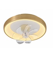 Eskitme Gold Ø50cm LED Fanlı 3000K Sarı Işık Modern Hareketli Plafonyer Avize