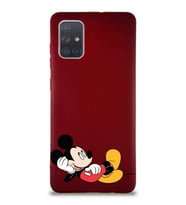 Samsung Galaxy A71 Soft Premier Kapak Mickey Mouse-F Tasarımlı Silikon Kılıf - Mürdüm (Şeffaf)