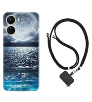 Vivo Y16 Kılıf Resimli Boyun Askılı İpli Desenli Silikon Great Moon 1301