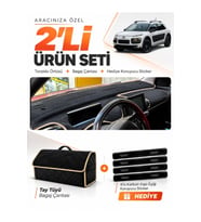 e-biz CITROEN CACTUS (2014-2017) Uyumlu Torpido Örtüsü + Tay Tüyü Bagaj Çantası - Siyah-Bej - CI017