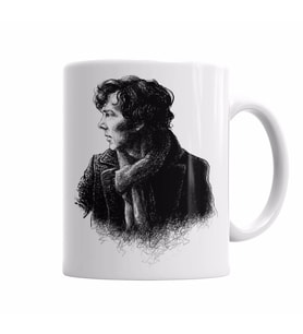 SHERLOCK HOLMES Drawing   Kupa Bardak Porselen