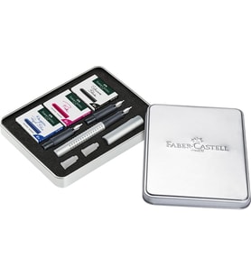 Faber-Castell Grip 2011 Dolma Kalem Kaligrafi Set Gümüş