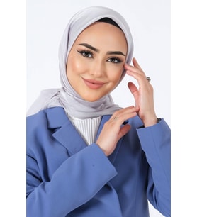 GÜMÜŞ Harem Scarf Kristal Saten Eşarp