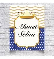Mavi Gold Çizgili Doğum Günü Afişi
