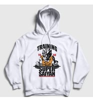 Presmono Unisex Beyaz Training Goku Anime Dragon Ball Kapüşonlu Sweatshirt 237293tt