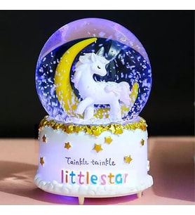 Sevgiliye Hediye Unicorn Işıklı Müzikli Kar Küresi