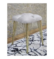 Kare Gold Kaplama Telli Ayaklı Tabure - Oturak - Bar Taburesi - Ayaklı Tabure Krem Renk 48 x 33 Boyut/Ebat (Çok Renkli)