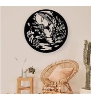 Siyah Ahşap Balina Okyanus 50cm X 50cm Tablo Duvar Dekoru 3mm Mdf Lazer Kesim