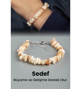 Sedef Doğal Kırık Taş Zincir Kapamalı Bileklik