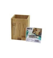 KÜÇÜK KARE=9X9CM AHŞAP BAMBU KAŞIKLIK ORGANİZER (5343)