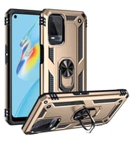 Oppo A54 4G Kılıf Metal For Car Yüzüklü Standlı Military Ring Serisi (Altın)