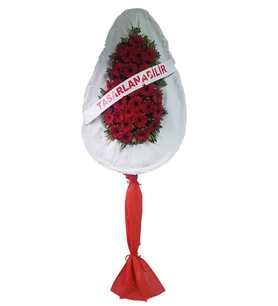Tek Katlı Kırmızı Gerbera Ayaklı Çelenk