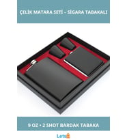 Paslanmaz Çelik 2 Shot Bardak ve Sigara Tabakalı Matara