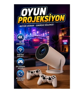 4K Wireless Oyun Projeksiyonu Çift Kollu Kumandalı Retro Video Oyun Projektörü