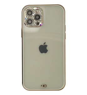 Newface Apple iPhone 12 Pro Max Kılıf Liva Taşlı Silikon - Beyaz
