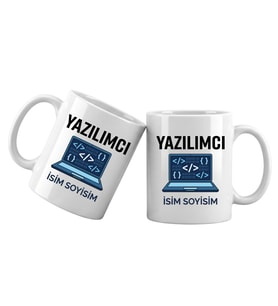 Kişiye Özel Yazılımcı Meslek Kupası – İsim Yazılı Yazılımcı Temalı Kupa Bardak Yazılımcı Hediyesi (Beyaz)