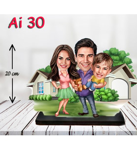 Kişiye Özel Ahşap Biblo - Aile Karikatür Biblo - 3 Kişilik Aile Biblo 10