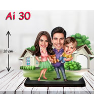 Kişiye Özel Ahşap Biblo - Aile Karikatür Biblo - 3 Kişilik Aile Biblo 10