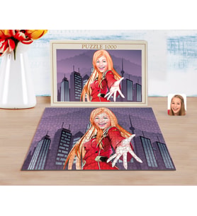 BK Gift Kişiye Özel Kadın Karikatürlü 1000 Parça Profesyonel Puzzle-34