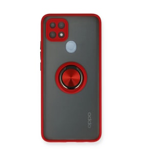 Oppo A15 Kılıf Montreal Yüzüklü Silikon Kapak - Kırmızı
