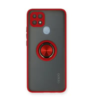 Oppo A15 Kılıf Montreal Yüzüklü Silikon Kapak - Kırmızı