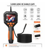 Uninet 5 Metre Ekranlı 5.5mm Sert Kablo Endoskopi Yılan Kamera