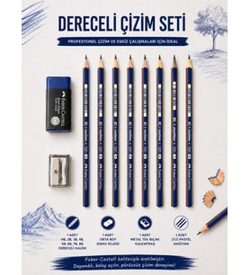 Dereceli Kalem Set Karakalem HB,2B,3B,4B,5B,6B,7B,8B Dereceli Kalem,Kalemtıraş,Orta Boy Sınav Silgisi