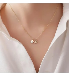 Kişiye Özel 925 Ayar Gümüş Minimalist Çift Pati Model İsim Kolye (Gold)