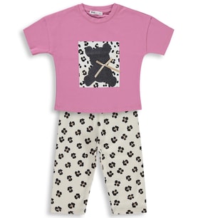 Civil Girls Leopar Ayıcık Desenli 2-5 Yaş Takım - Pembe