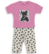 Civil Girls Leopar Ayıcık Desenli 2-5 Yaş Takım - Pembe