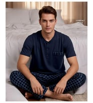 Arcan Erkek Düğme Yaka Kısa Kol Compact Penye Pijama Takımı 65130L - 1 Adet (Lacivert)
